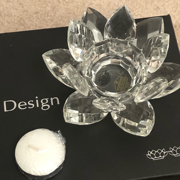 Shannon by Godinger Lighting by Design Lotus Crystal Votive Pair Candle Holders - Picture 4 of 5